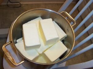butter in pan on high
