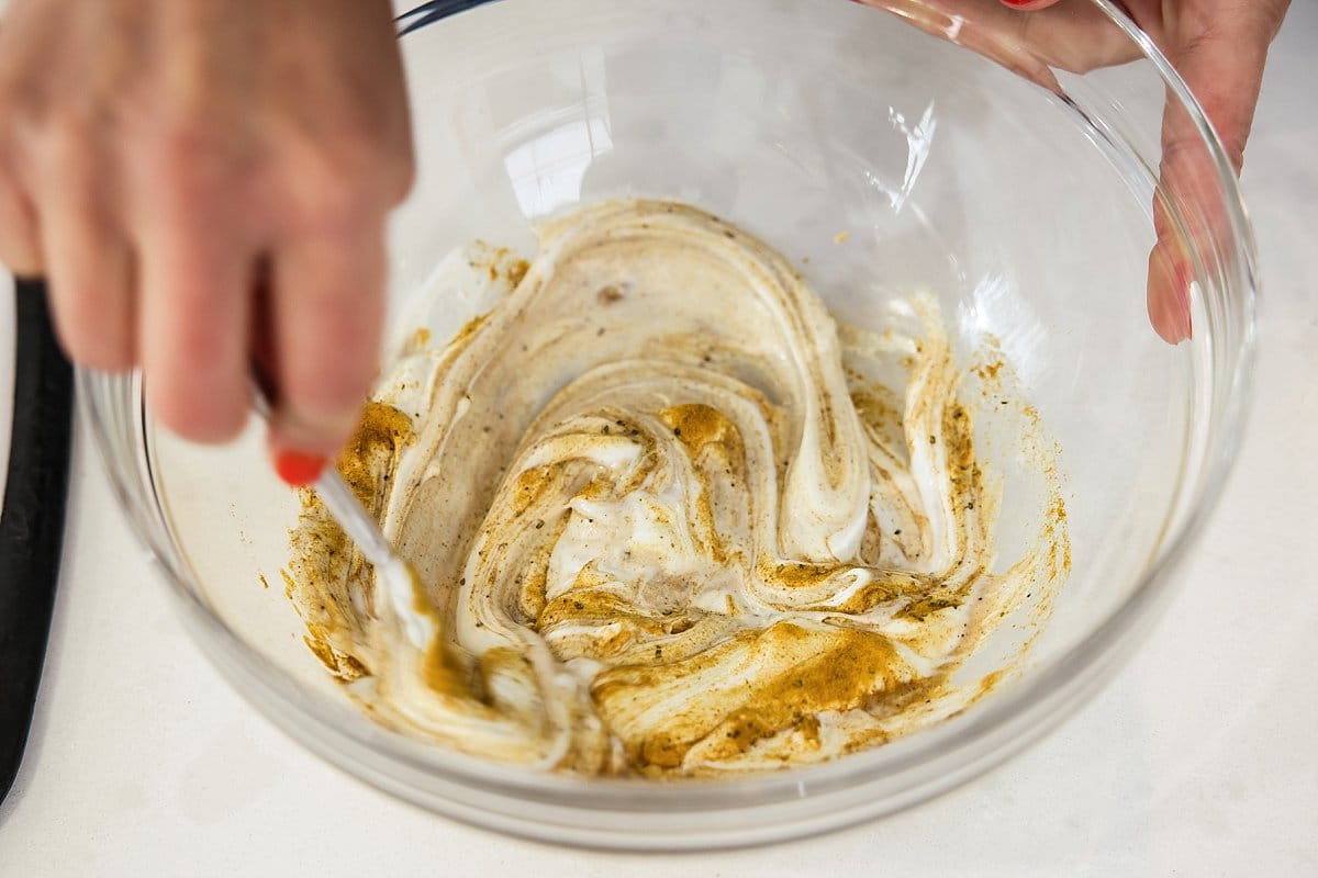 curried yogurt sauce in a bowl