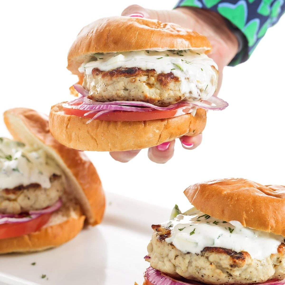 Holding Greek Turkey Burgers