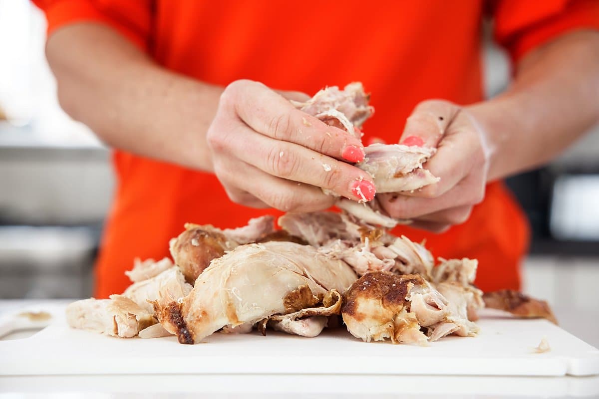 shredding a rotisserie chicken