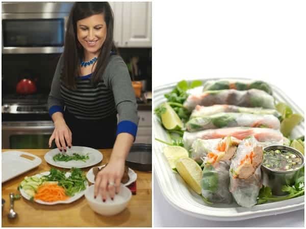 Assembling Chicken Teriyaki Meatball Fresh Rolls