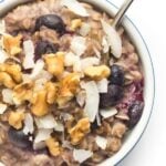 Blueberry Muffin Oatmeal Bowl with Walnuts and Coconut - a healthy microwave breakfast recipe