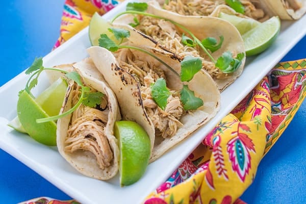 Salsa Verde Chicken Tacos - a healthy slow cooker chicken recipe