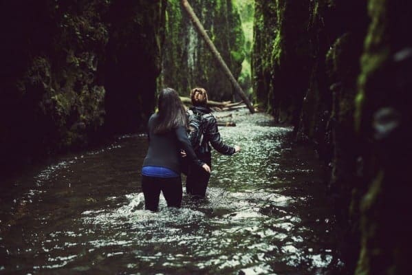 Katie and Liz Walking Through Oneonta Gorge