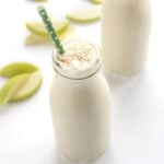 apple pie protein smoothie in a glass