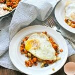 Cauliflower and Sweet Potato Hash with Fried Eggs - a healthy paleo breakfast recipe