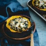 TWICE BAKED KALE AND PECORINO ACORN SQUASH