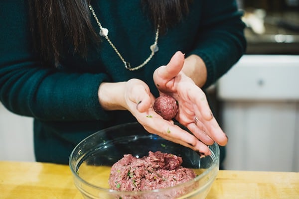 rolling meatballs