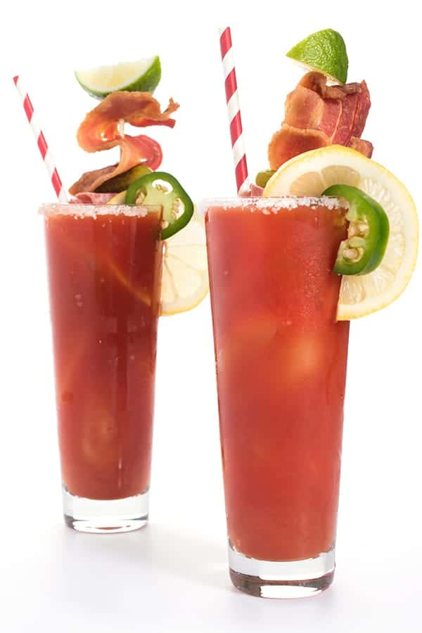Spicy Bloody Mary With Jalepeno Vodka with Bacon Garnish