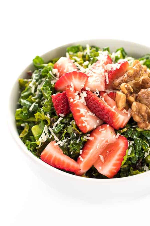 Strawberry Kale Salad with Walnuts