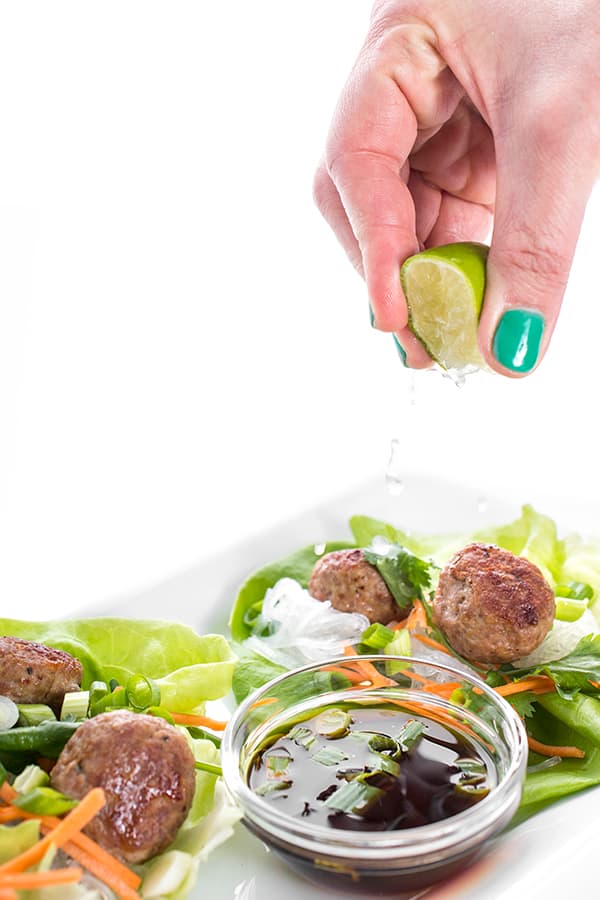 Vietnamese Lettuce Wraps with Pork Meatballs