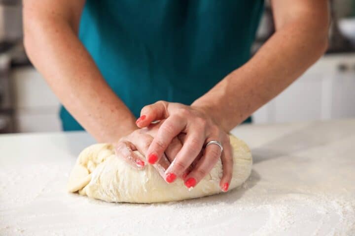 Kneading Challah Dough