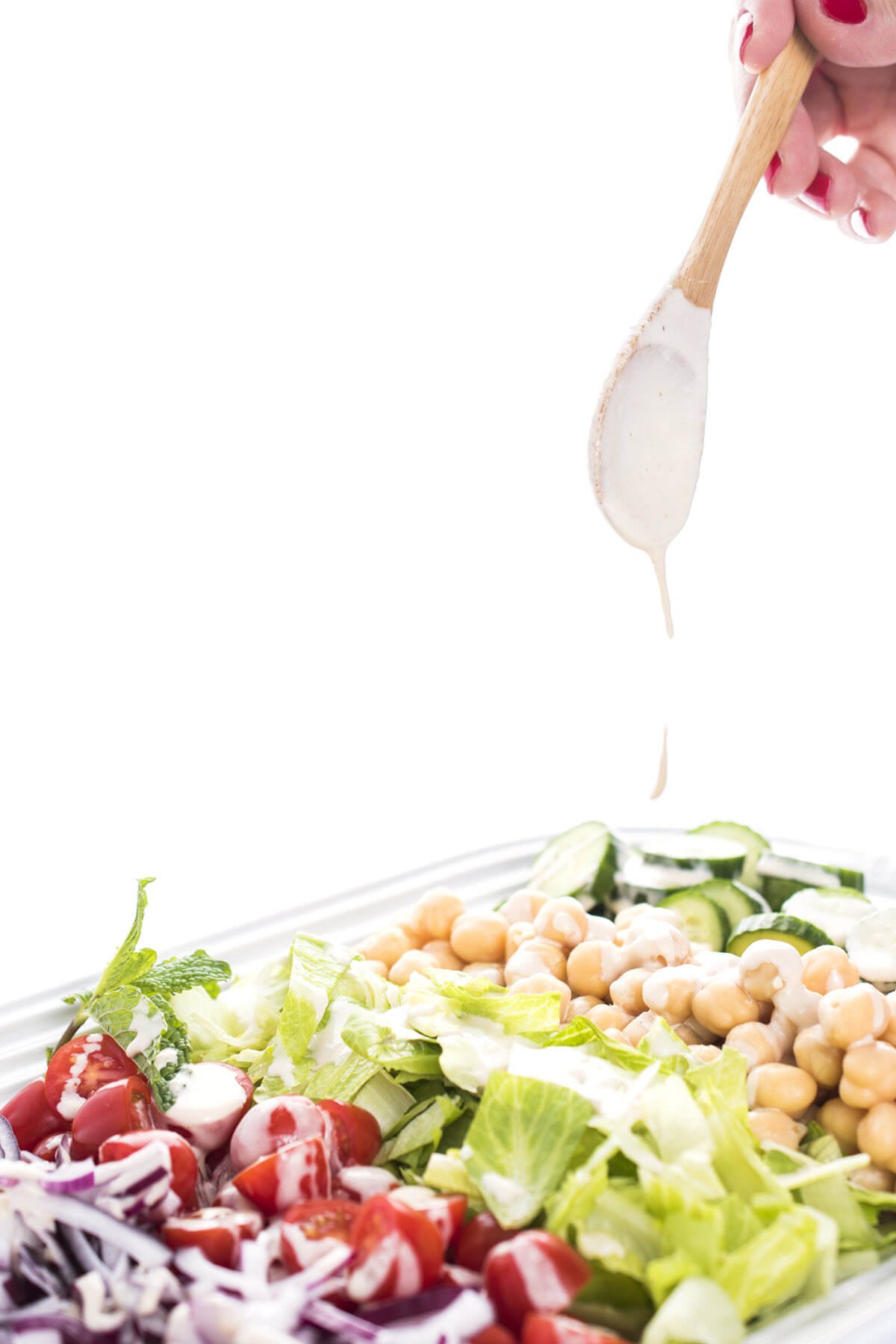 Lemon Tahini Salad Dressing on vegetables
