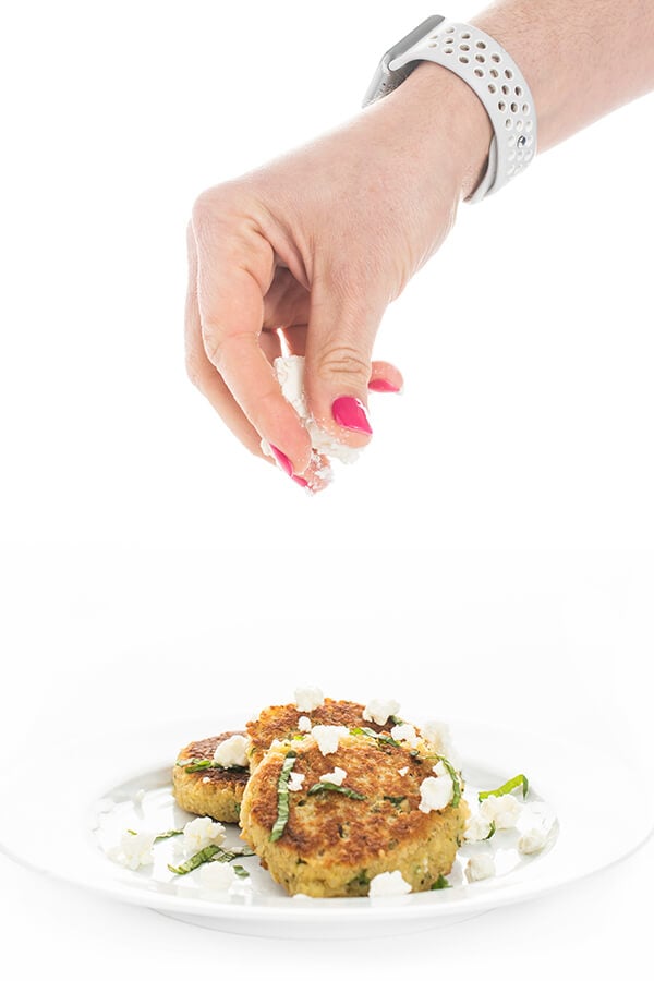 Quinoa Fritters with Pesto and Goat Cheese