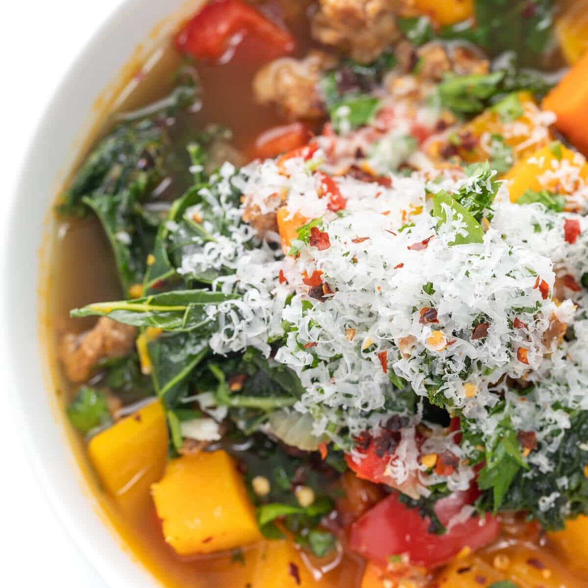 Sausage, Kale, and Butternut Squash Soup