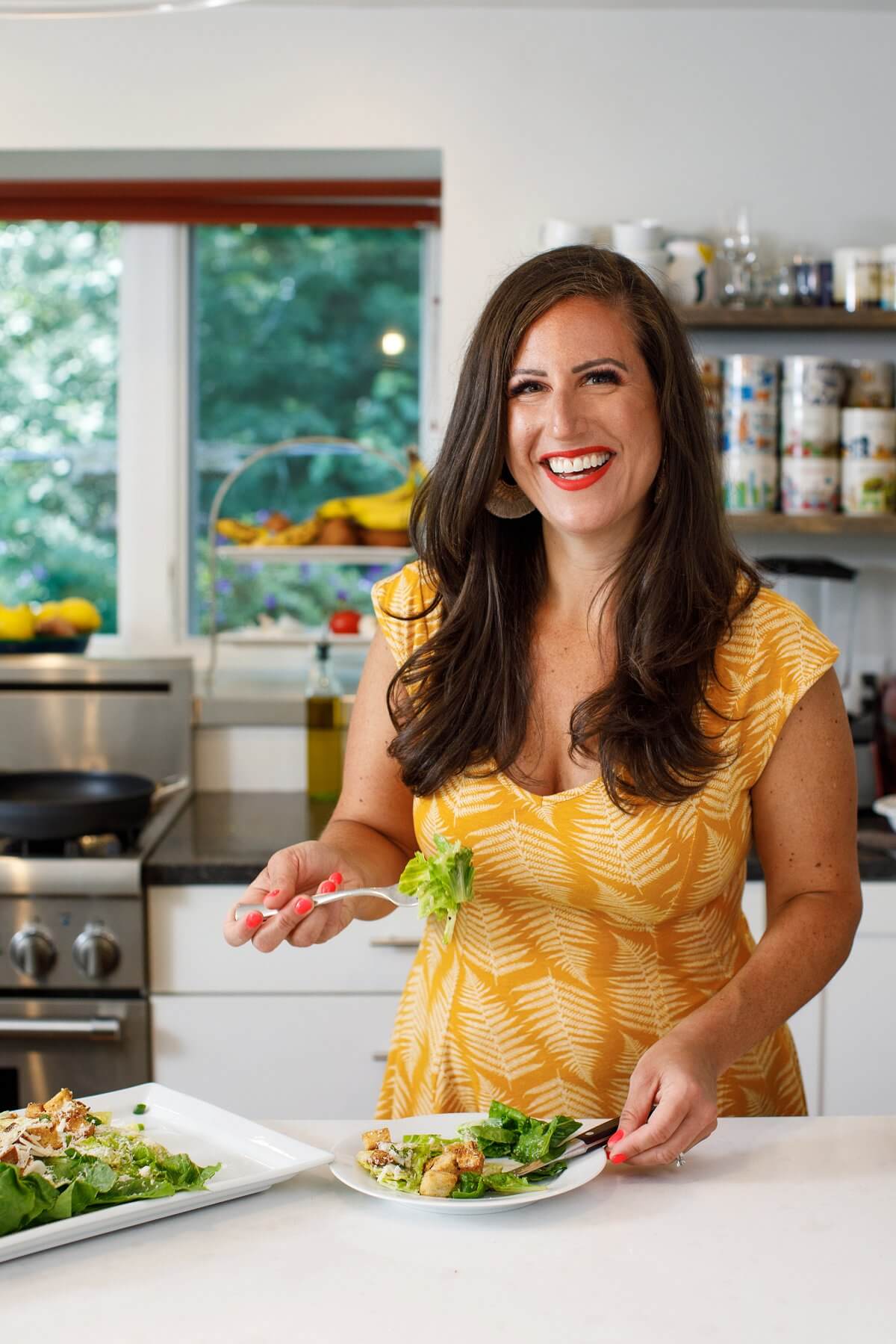 Liz Eating Caesar Salad