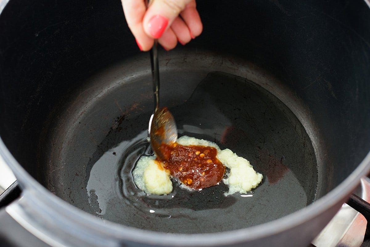 preparing chili paste