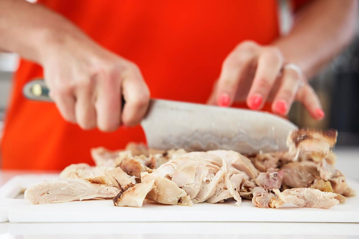 cutting chicken