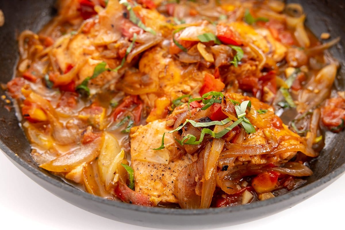 Sautéed Salmon with White Wine with fresh herbs.