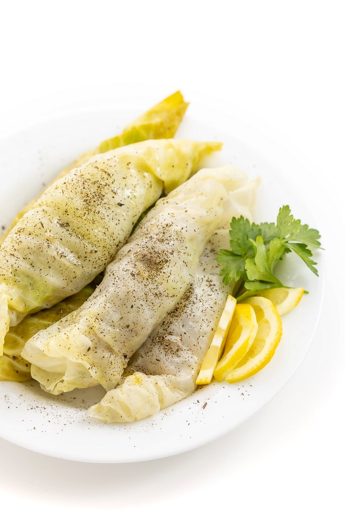 Lebanese Stuffed Cabbage Rolls plated