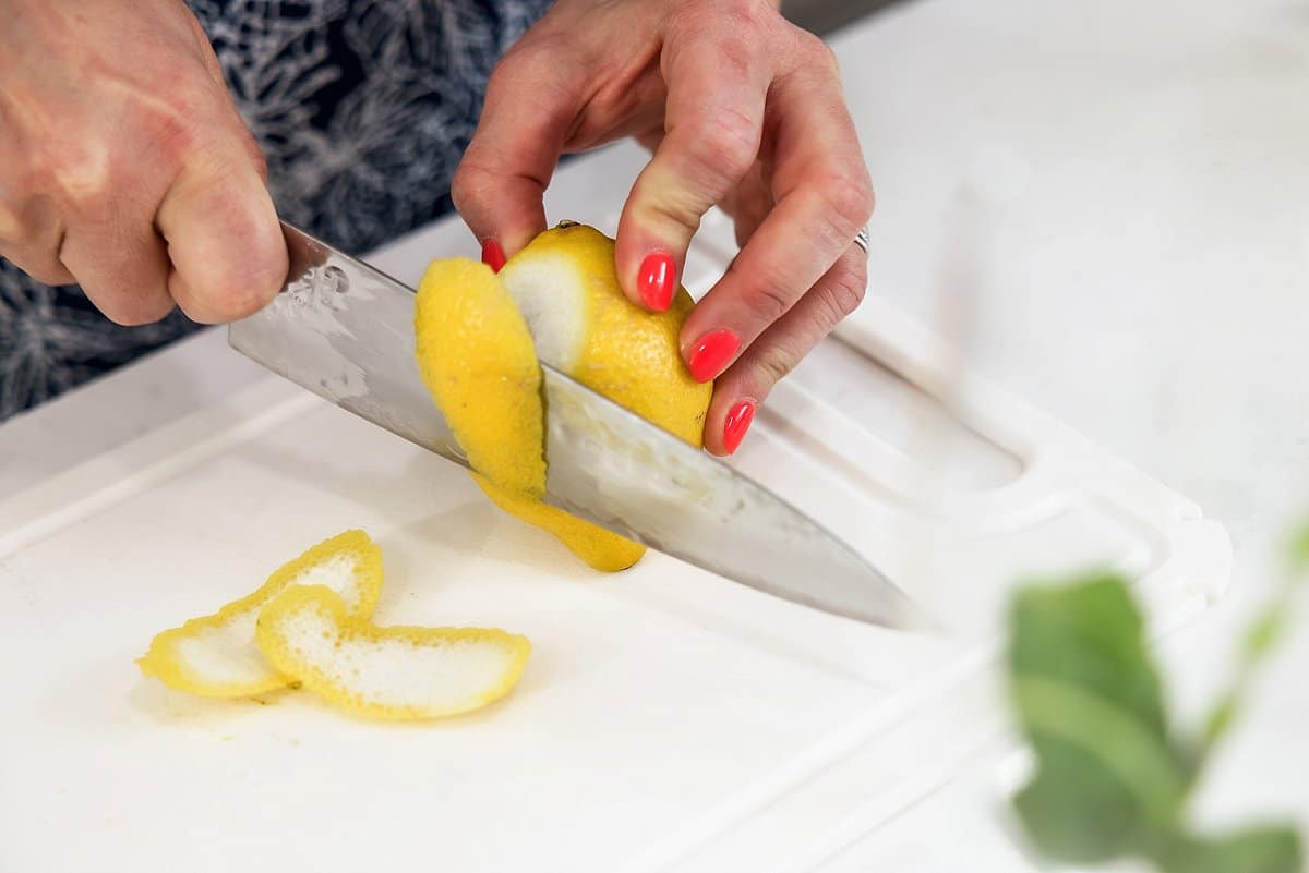 Lemon for lemon basil white wine spritzer