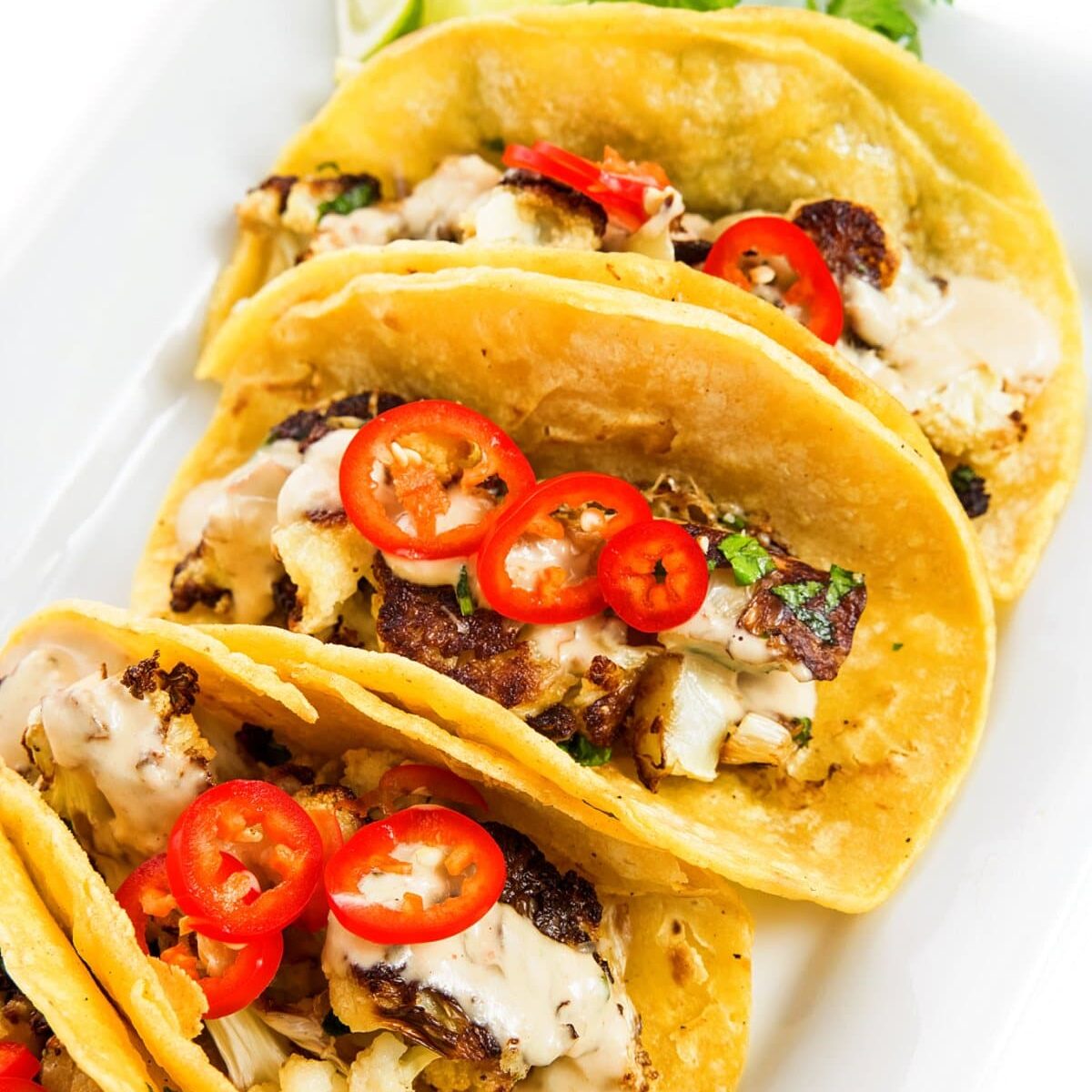 Cauliflower Tacos with Chipotle Tahini Sauce