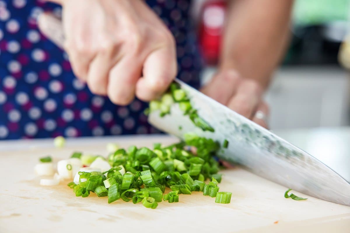chopping green onions