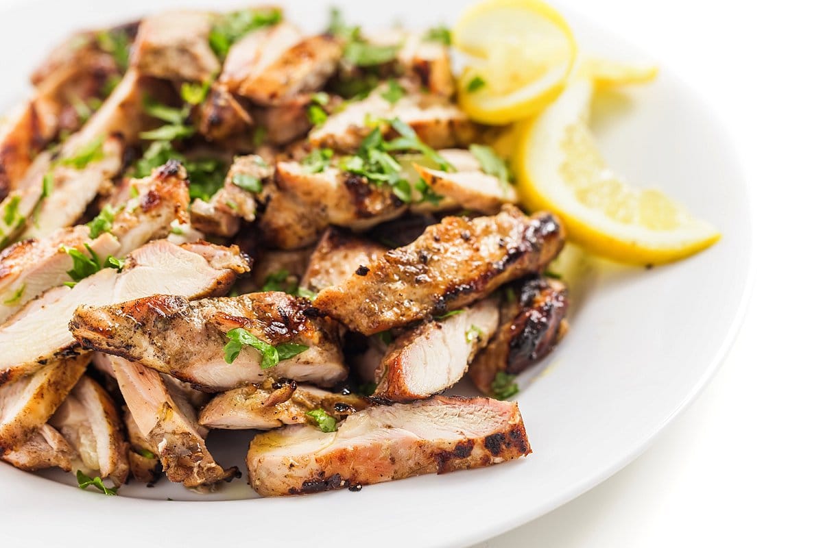grilled chicken shawarma with lemon