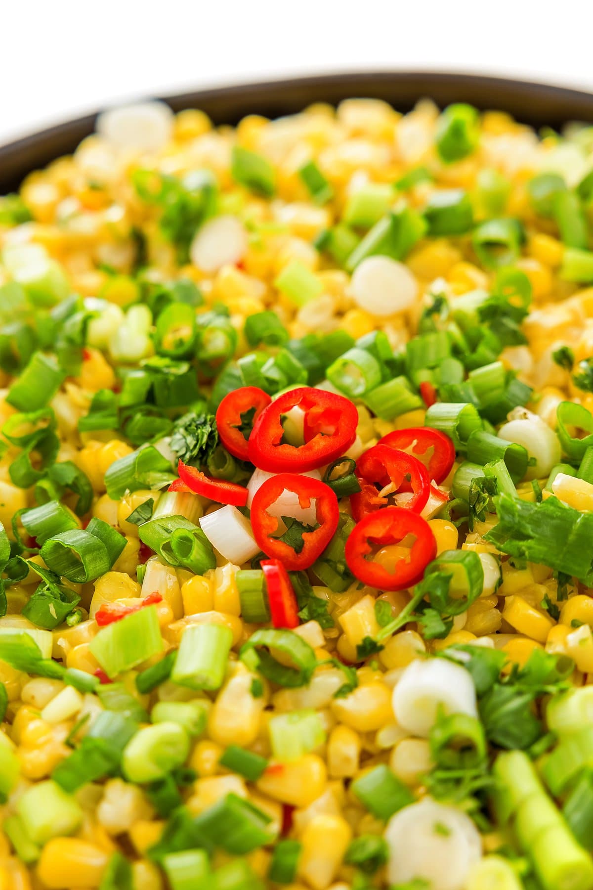 spicy sauteed corn skillet closeup