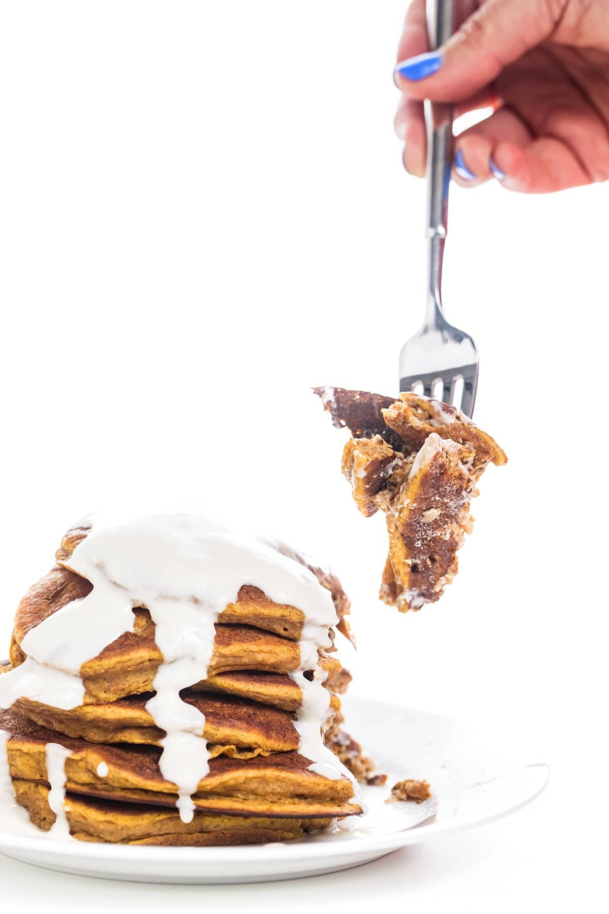 Eating gluten free pumpkin pancakes