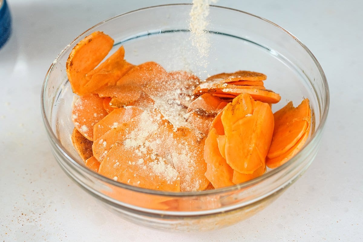 A bowl of sweet potatoes