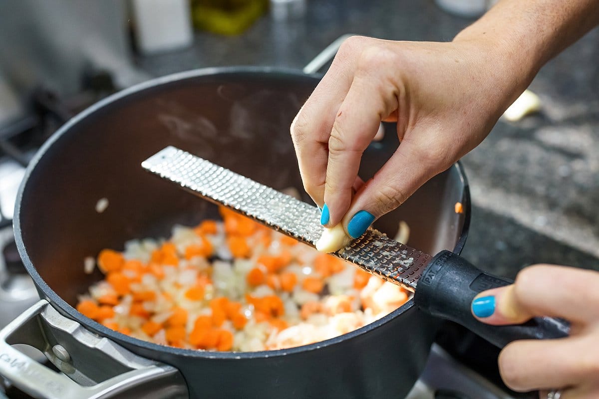 grating garlic