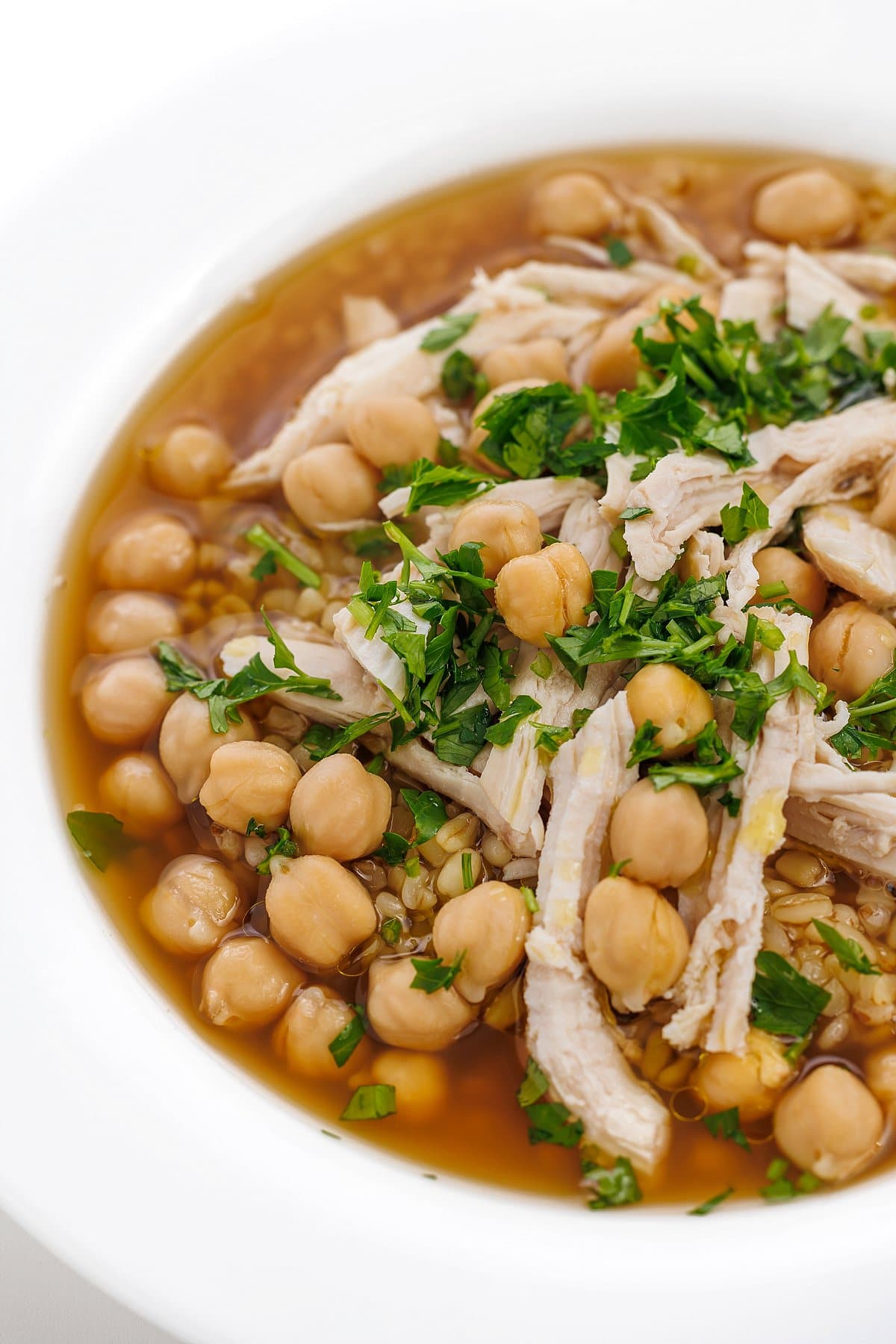 Chicken and Chickpea Soup with Bulgur Wheat