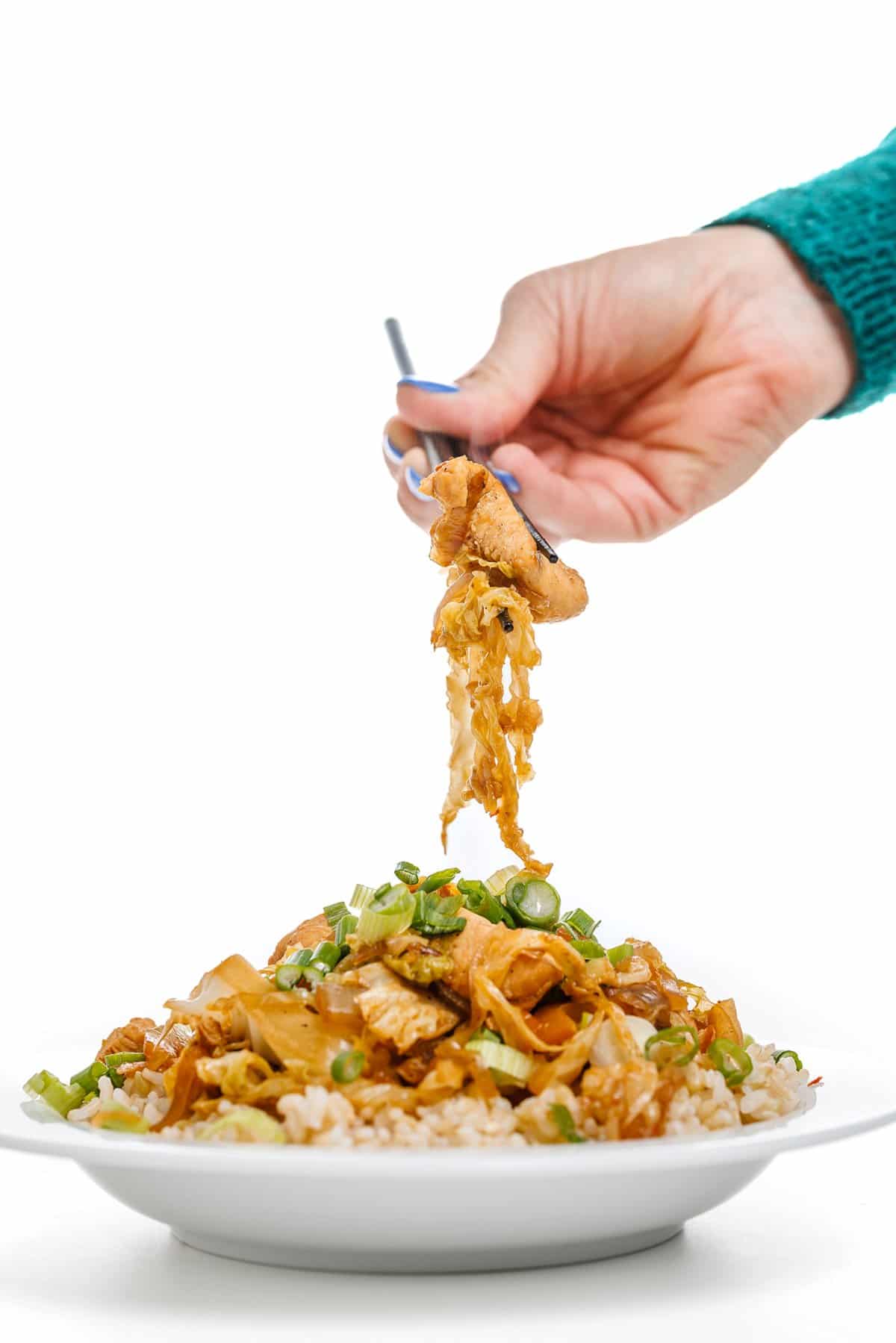 Sesame chicken and napa cabbage stir fry.