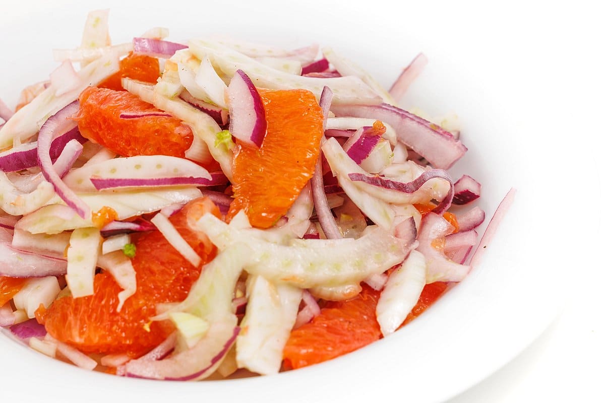 Orange, fennel, and red onion salad.