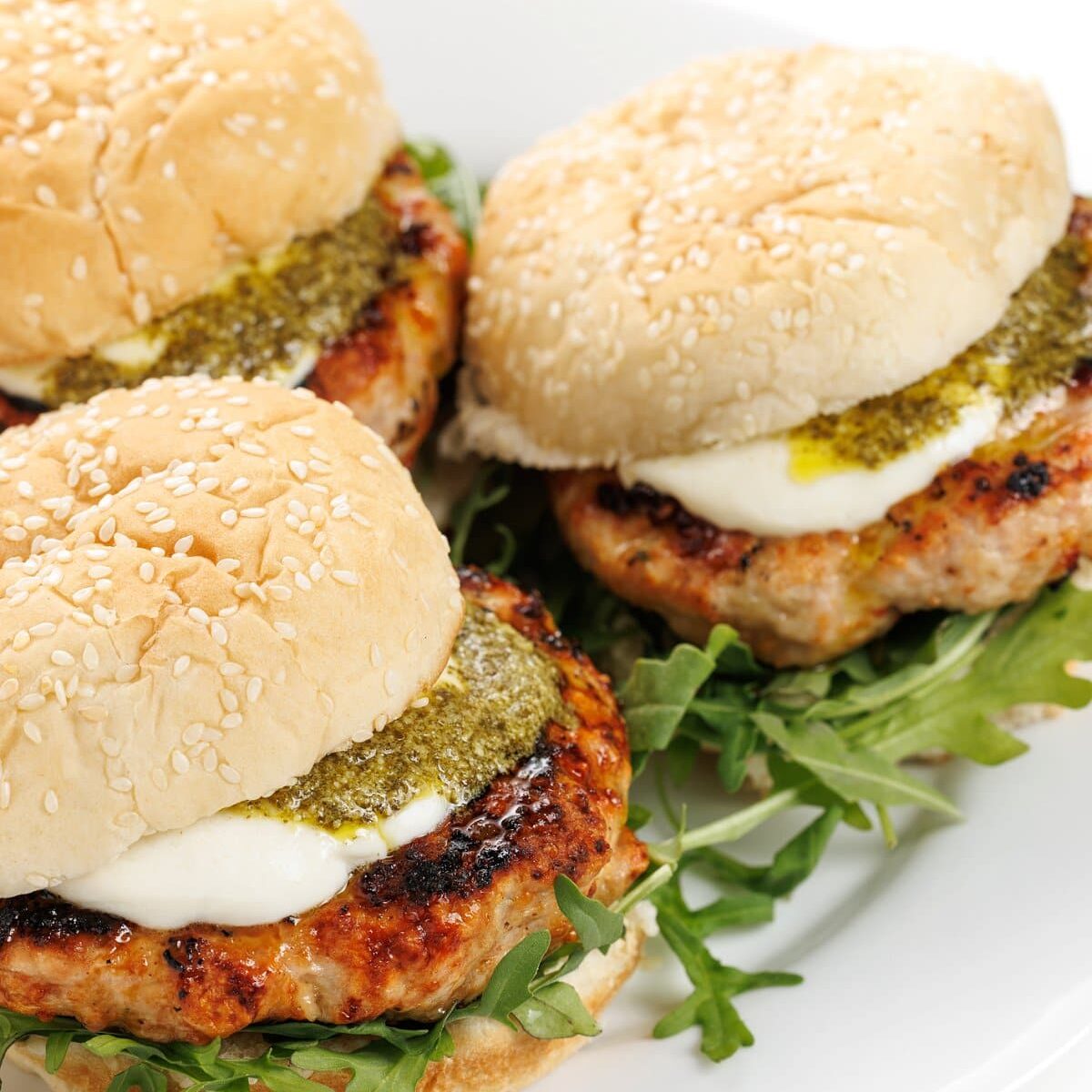 Grilled Turkey Burgers with Pesto
