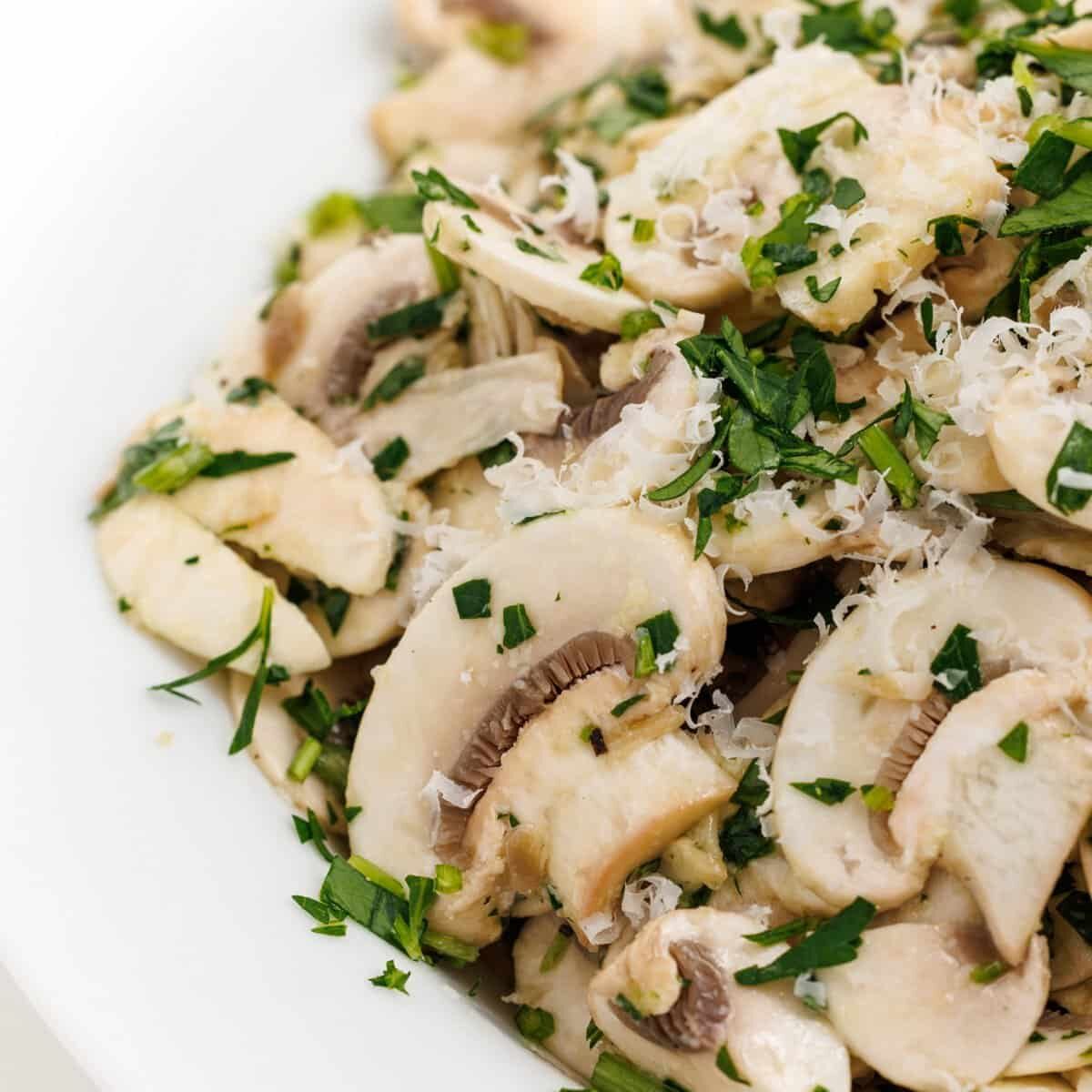 Fresh Mushroom Salad with Lemon Parmesan Vinaigrette