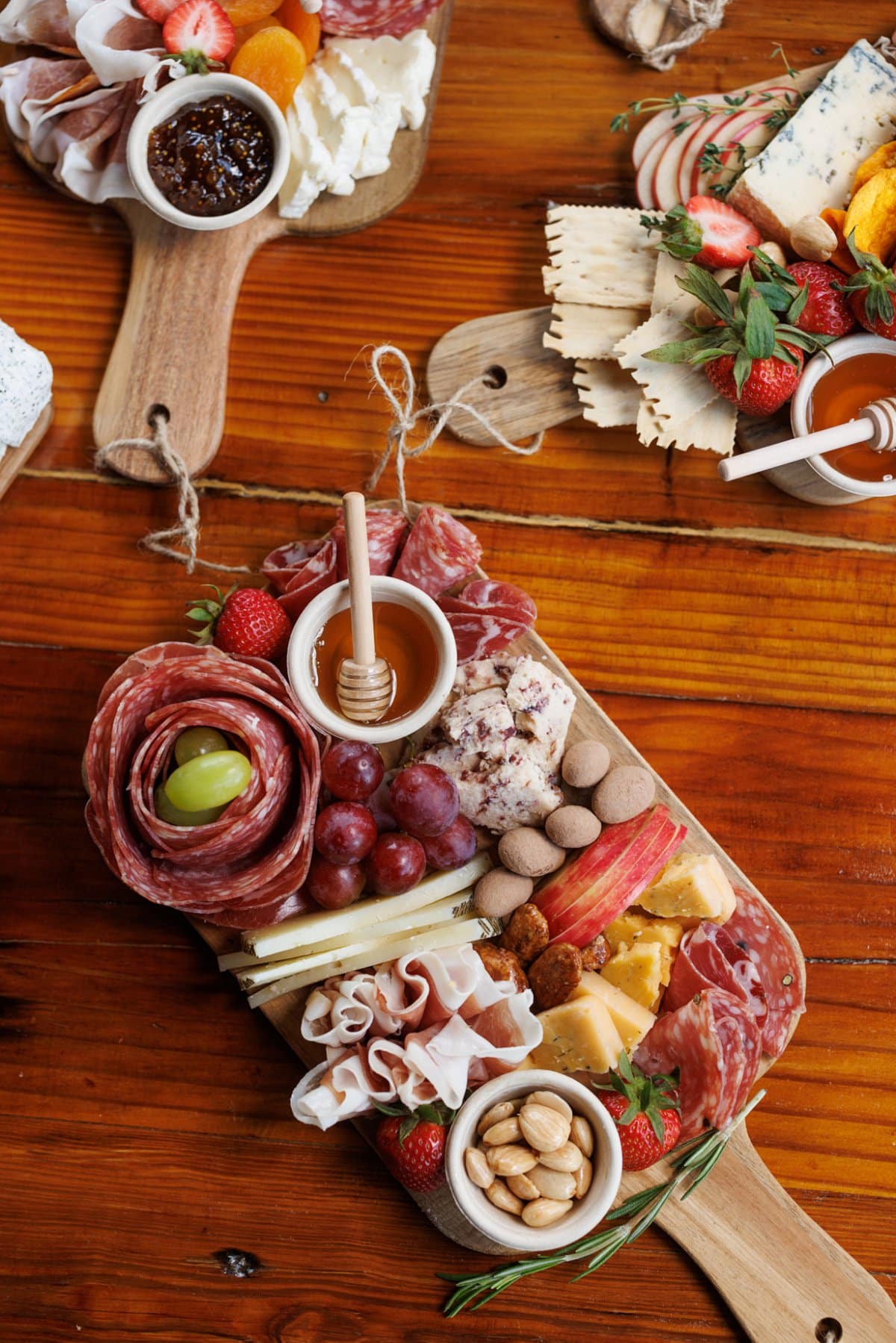 How to host a charcuterie party- close-up of charcuterie board.