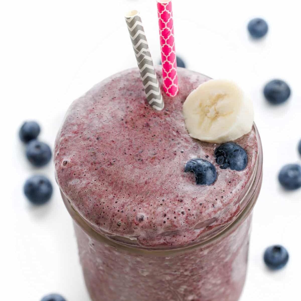 High Protein Blueberry Kale Power Smoothie