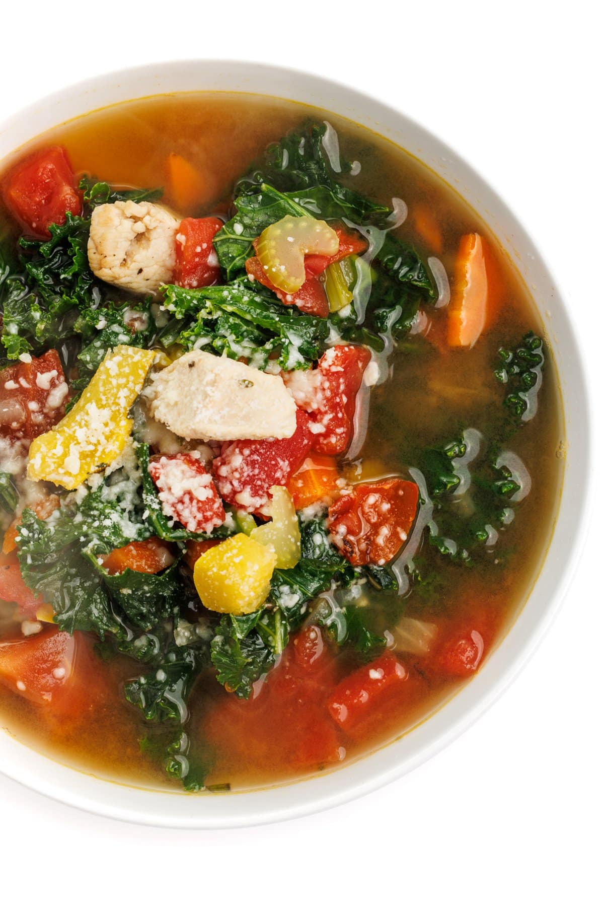 Chicken soup with delicata squash and kale.