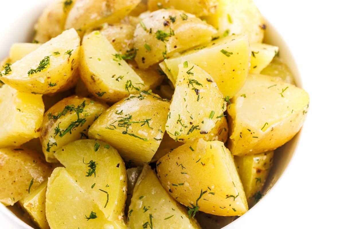 Buttered dill potatoes.