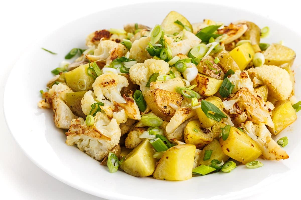 Garlic roasted potatoes and cauliflower