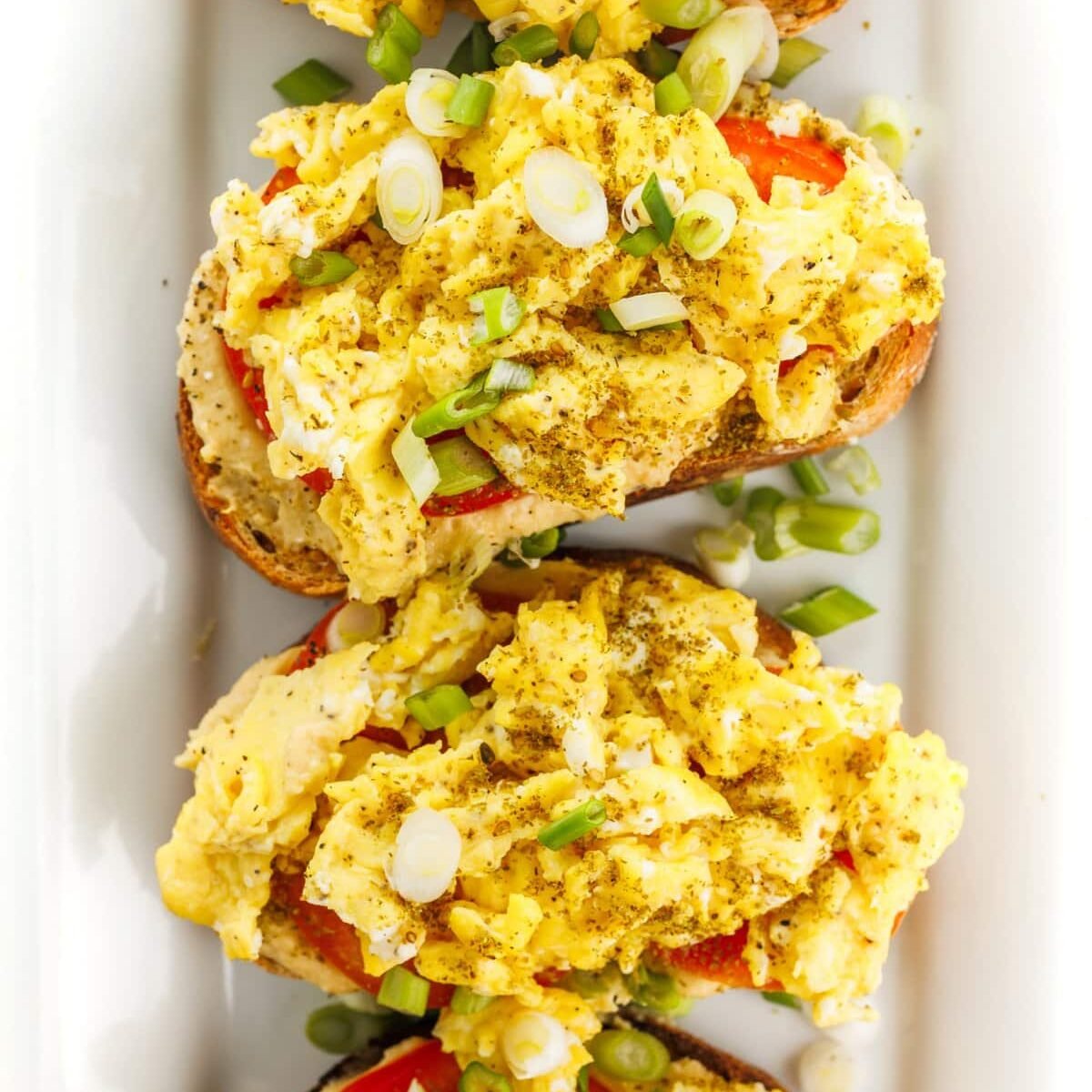 Hummus Toast with Scrambled Eggs