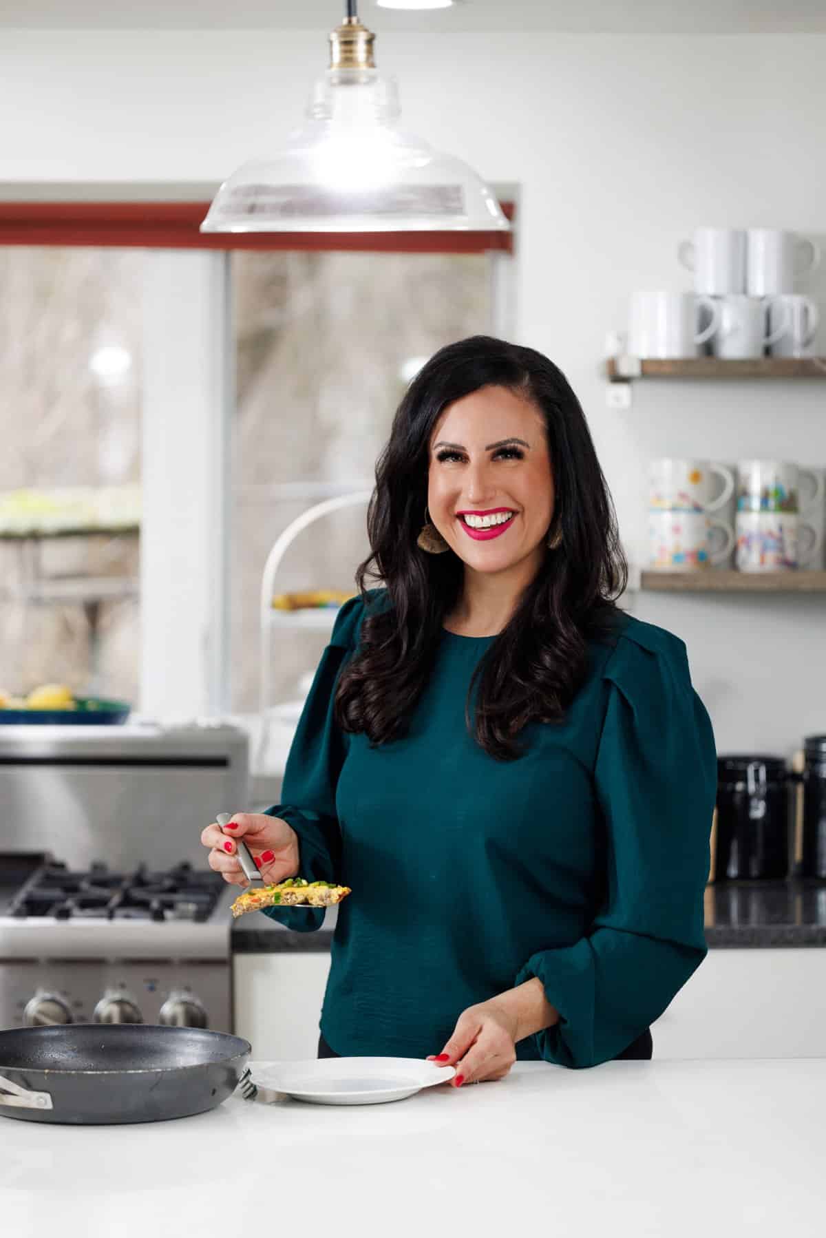 Liz serving an easy breakfast frittata.