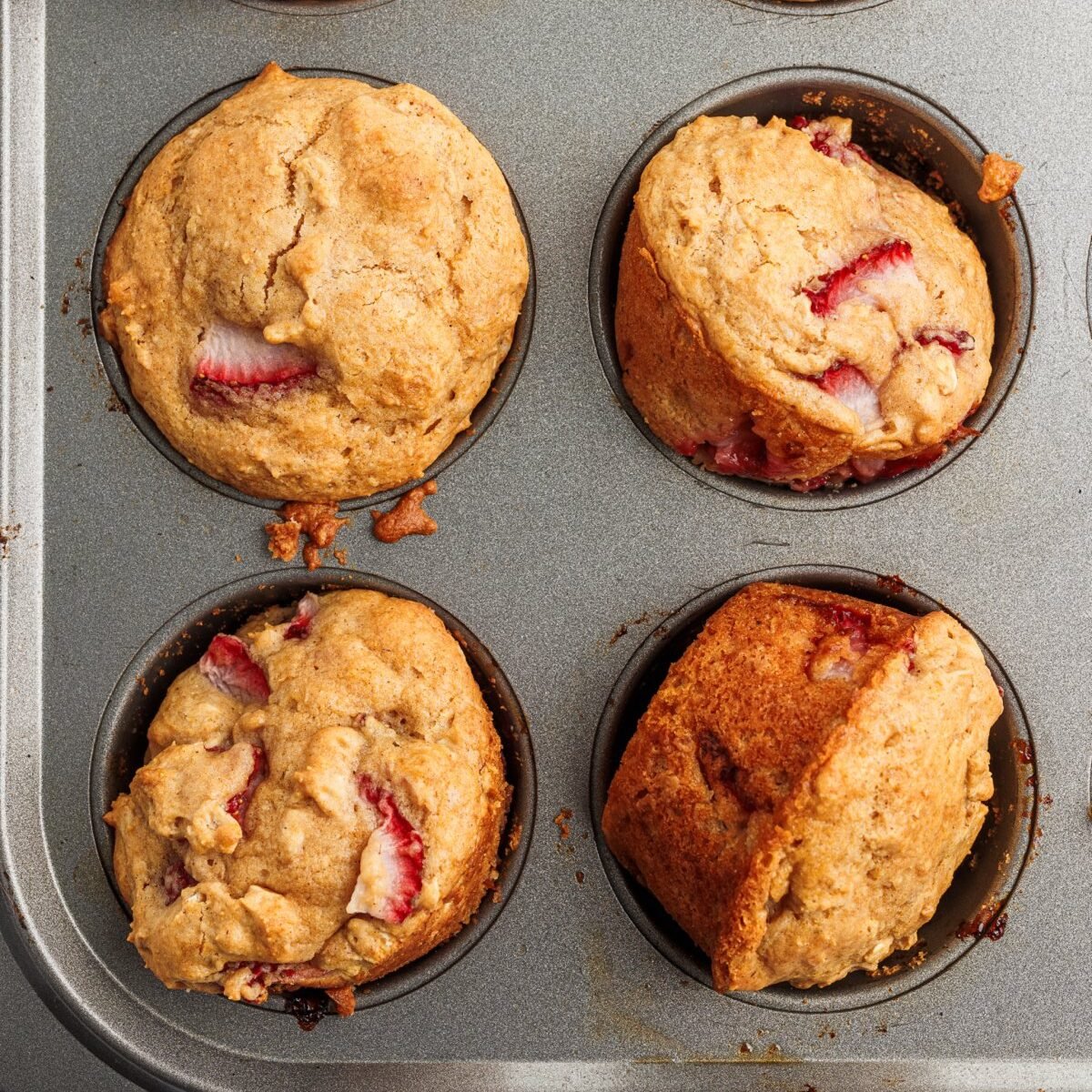 Strawberry Oatmeal Yogurt Muffins