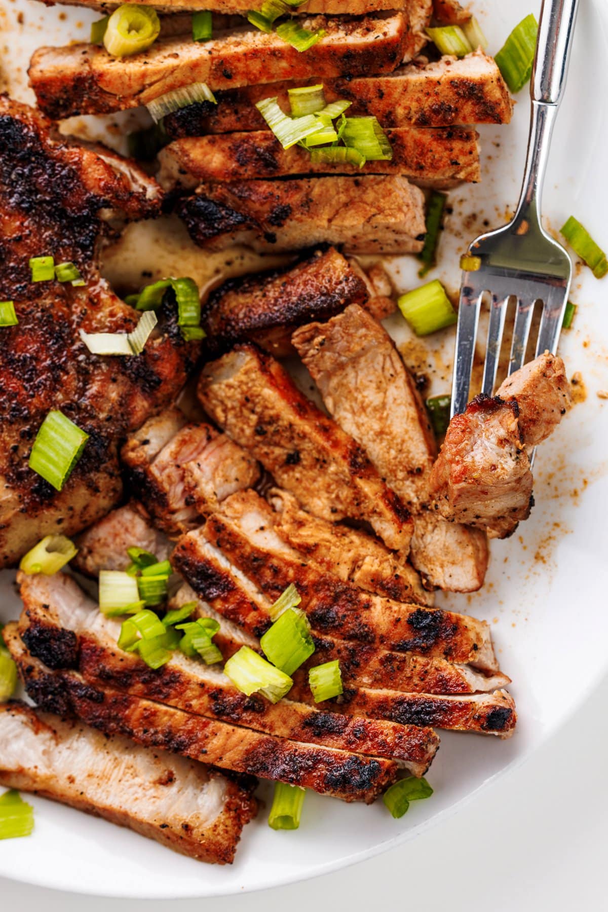 Smoky grilled pork chops.