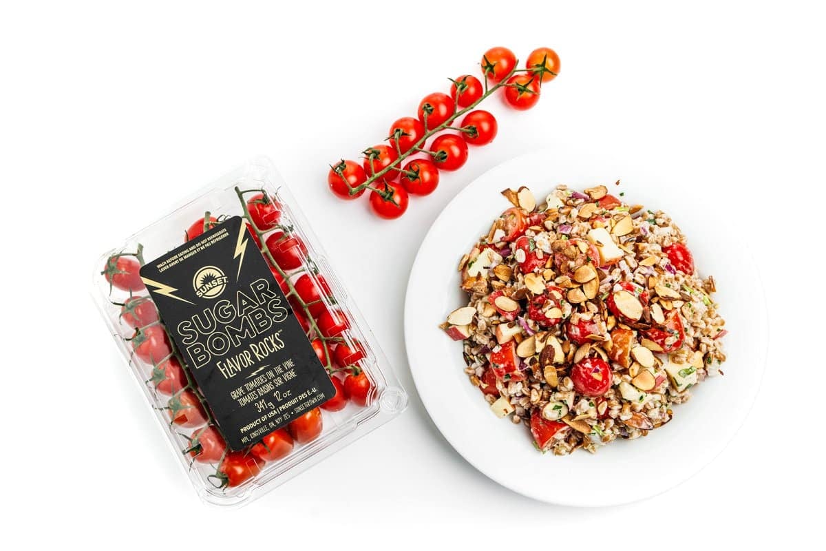 Fall farro salad with sugar bombs.