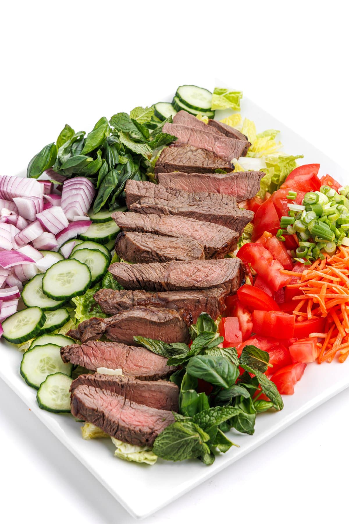 Vietnamese beef salad on a platter.