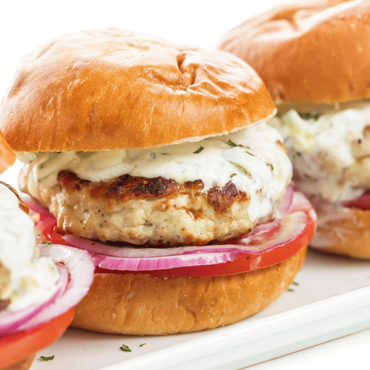 Greek Turkey Burgers with Creamy Tzatziki Sauce