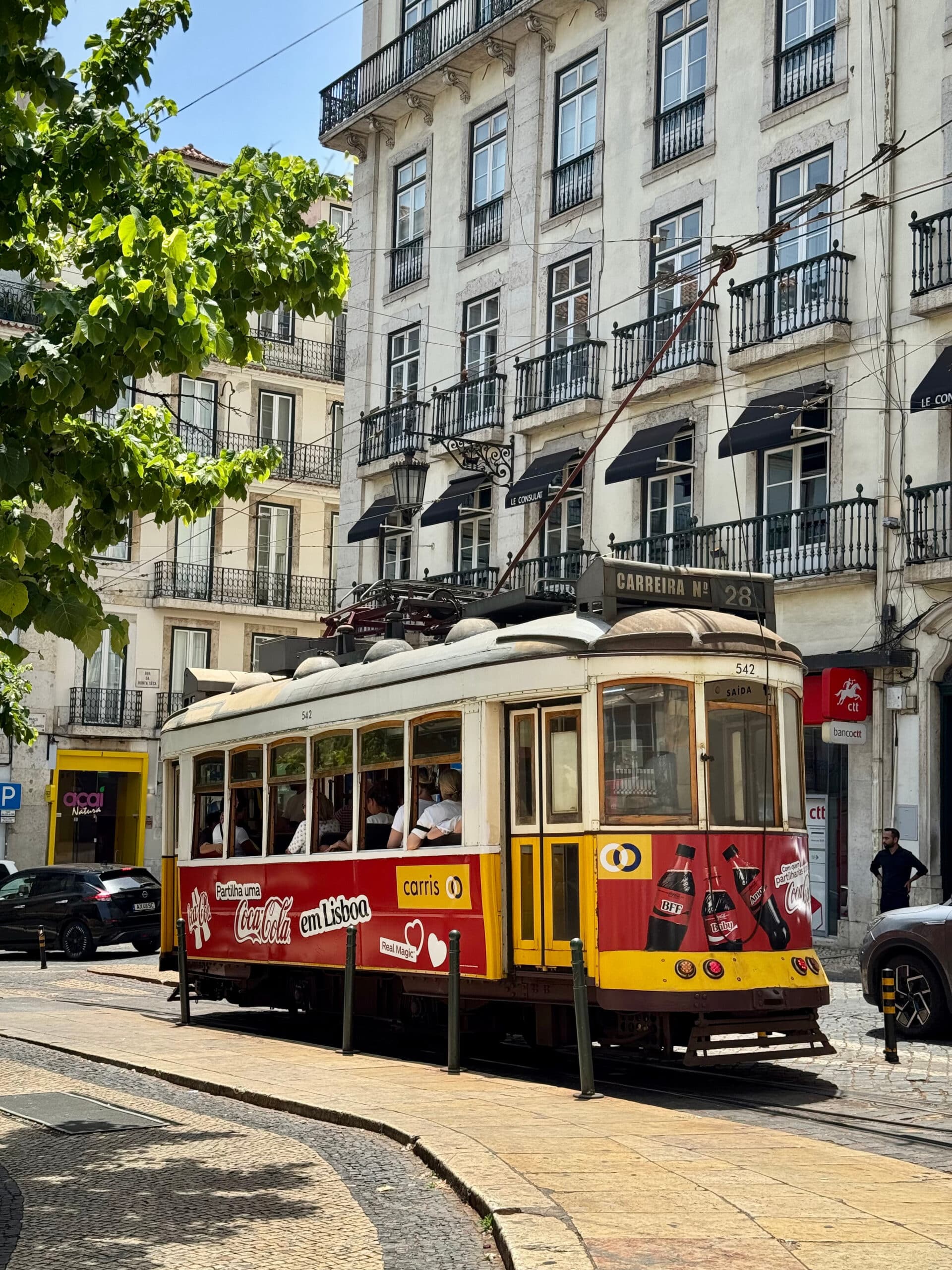 Trolly car in downtown Lisbon, Portugal.